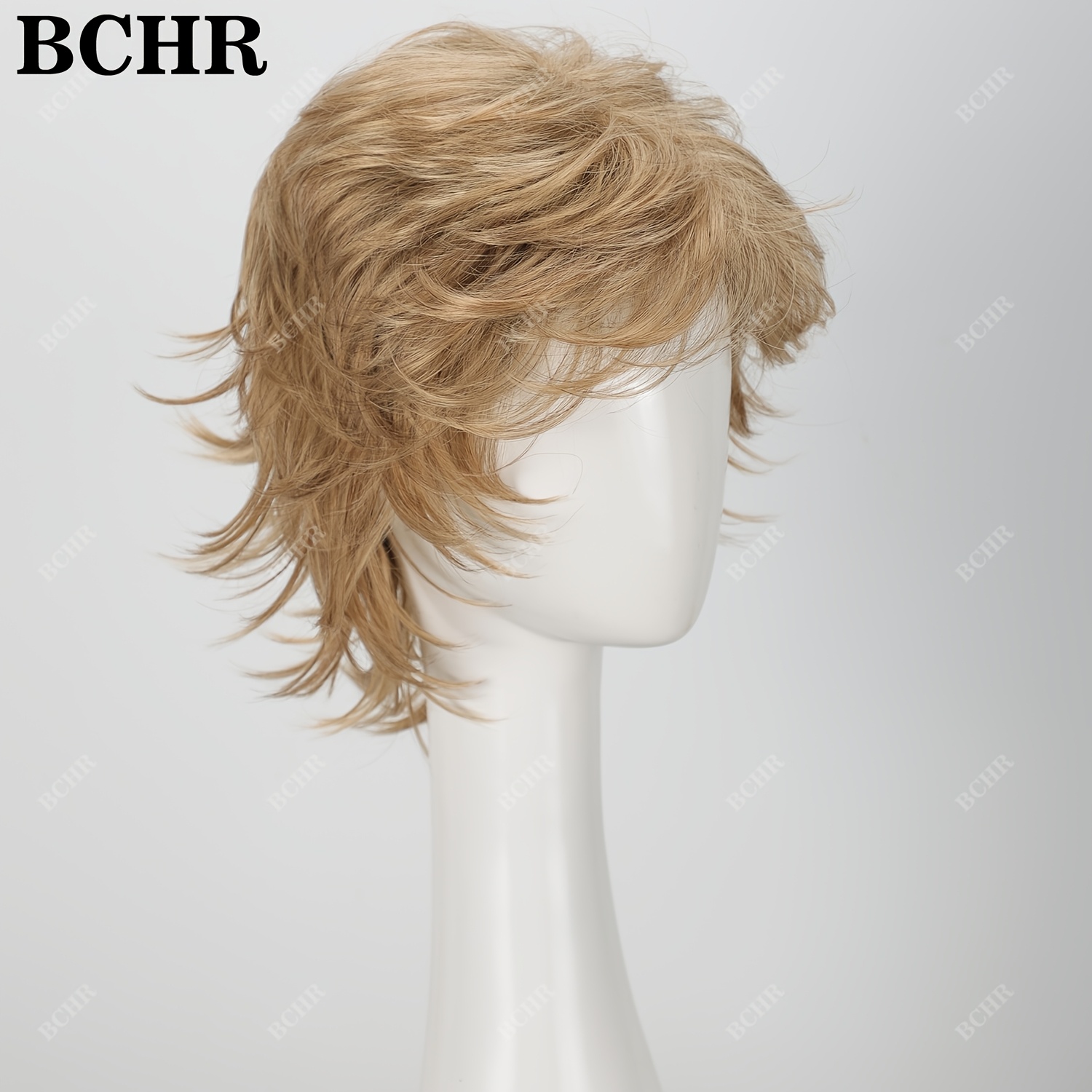TEMU Men's Fashionable Short Light-blonde Wig In Style, Featuring A, Everyday Look And A Breathable Rose-net . Daily Wear, Birthday Parties, And