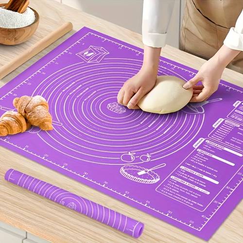 1pc reusable rolling pin mat with measurement easy to clean baking pastry mat suitable for dough pizza cakes and the gadget for holidays party baking rolling surface kitchen tool for christmas