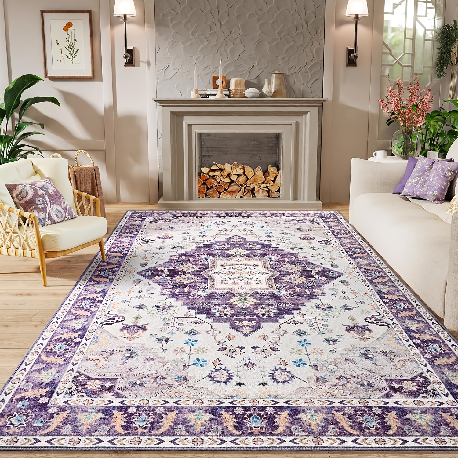 Image of Retro Carpet, Short Pile Area Rug, Machine Washable Rug, Home Decor Rug, Suitable For Bedroom, Office, Living Room, Game Room, Bohemian Style, Used As A Gift, Home Decoration