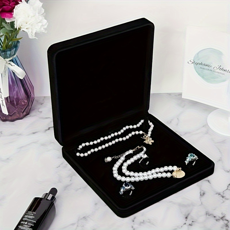 

1pc Velvet Jewelry Set Box, Very Suitable For Making Necklaces, Rings, Earrings And Bracelets, Very Suitable For Anniversaries, Weddings, Birthdays