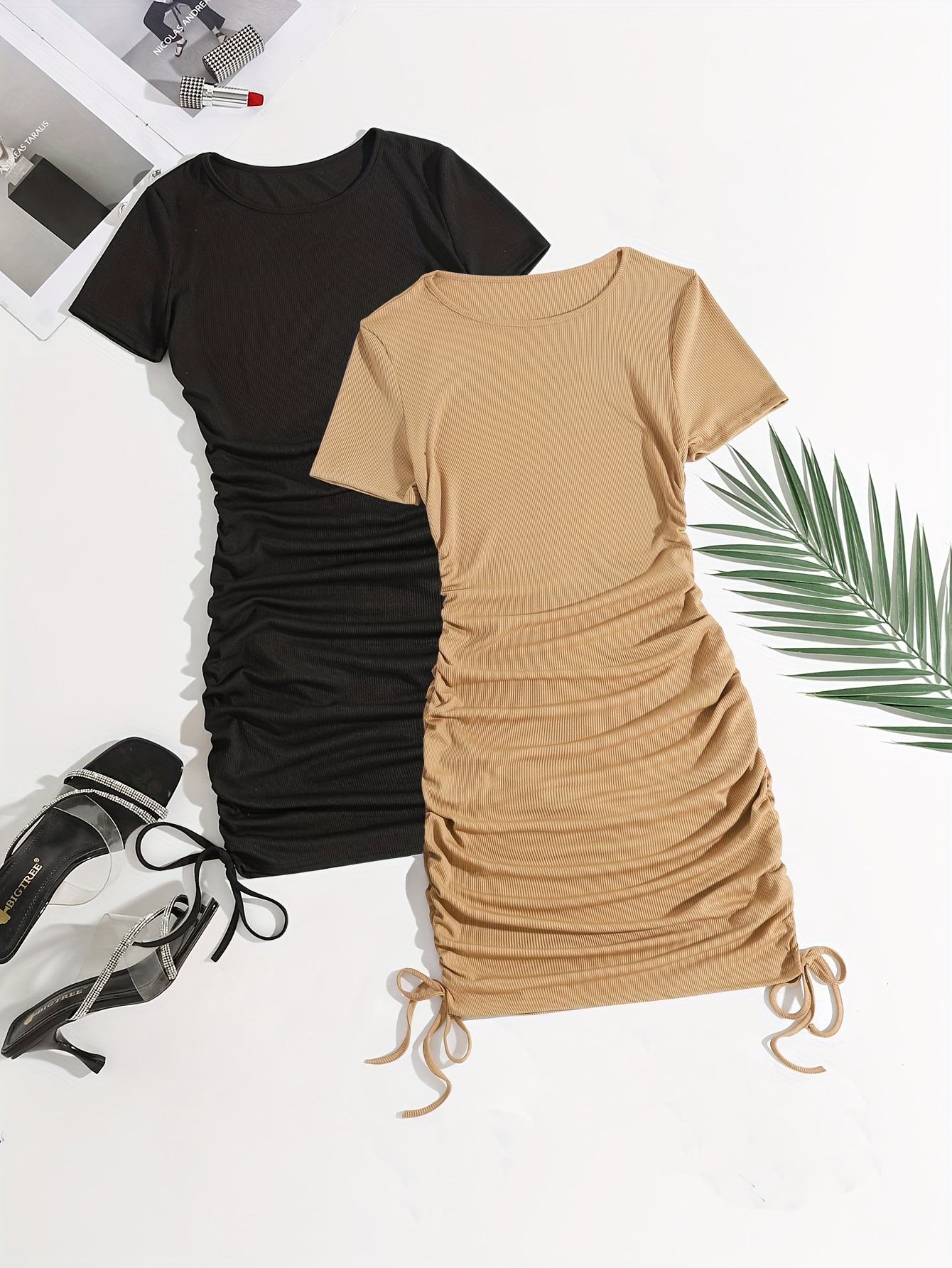 HGps8w Robe Chemise En Jean Grande Taille Pour Femmes, Mini Robes D'été Décontractées à Manches