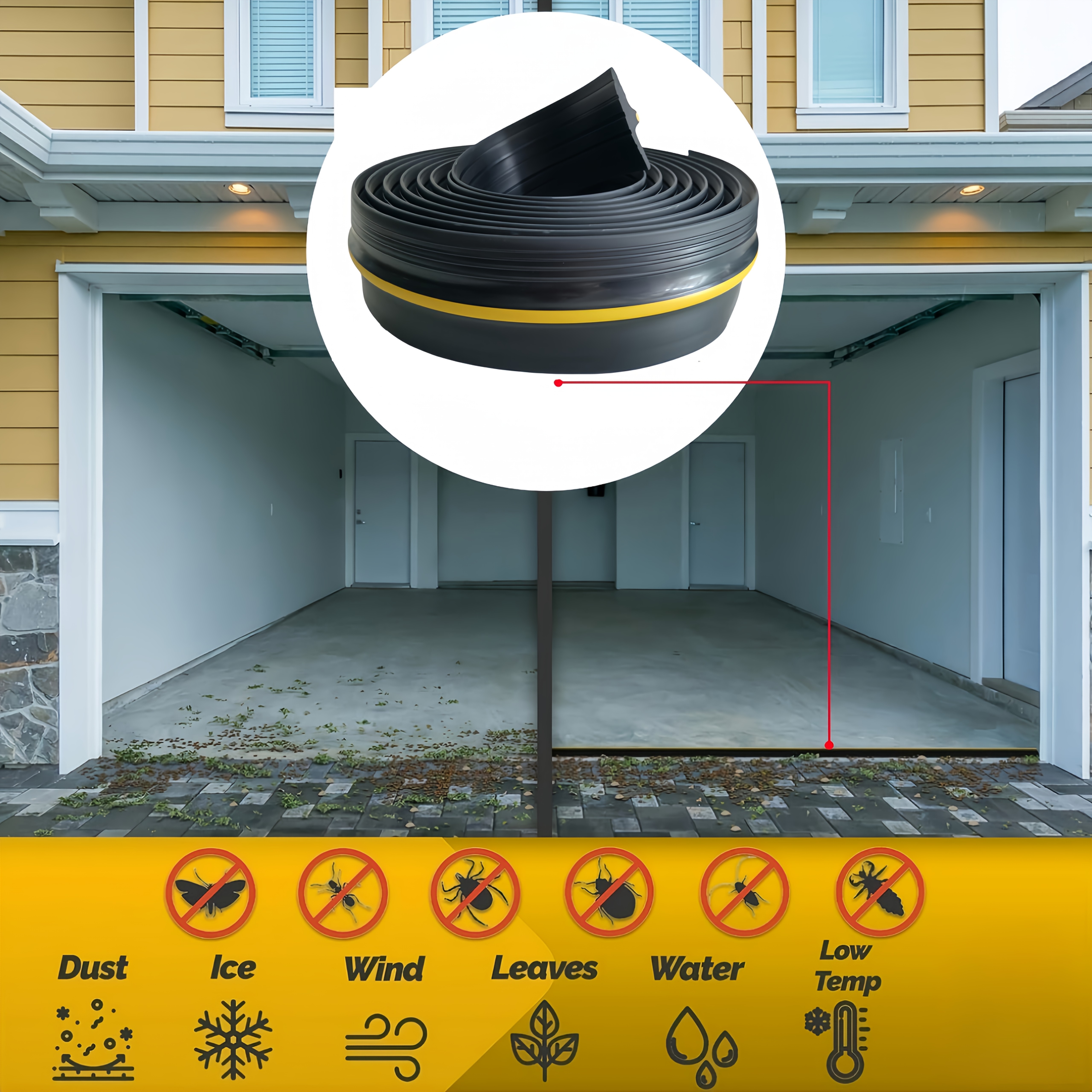 Guarnizione Universale Porta Garage 3 Metri | Antivento, Antipolvere E Impermeabile | Facile Da Installare