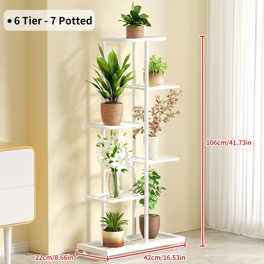 TEMU Étagère à fleurs, support à plantes en fer, étagère à fleurs 4/5/6/7/8 niveaux pour salon, chambre, bureau, cour, étagère de rangement au