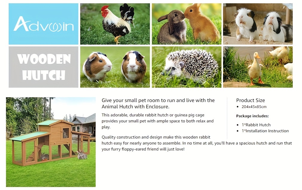   rabbit hutch wooden 2 level large wooden pet cage chicken coop large bunny hutch for small animals Product details 1
