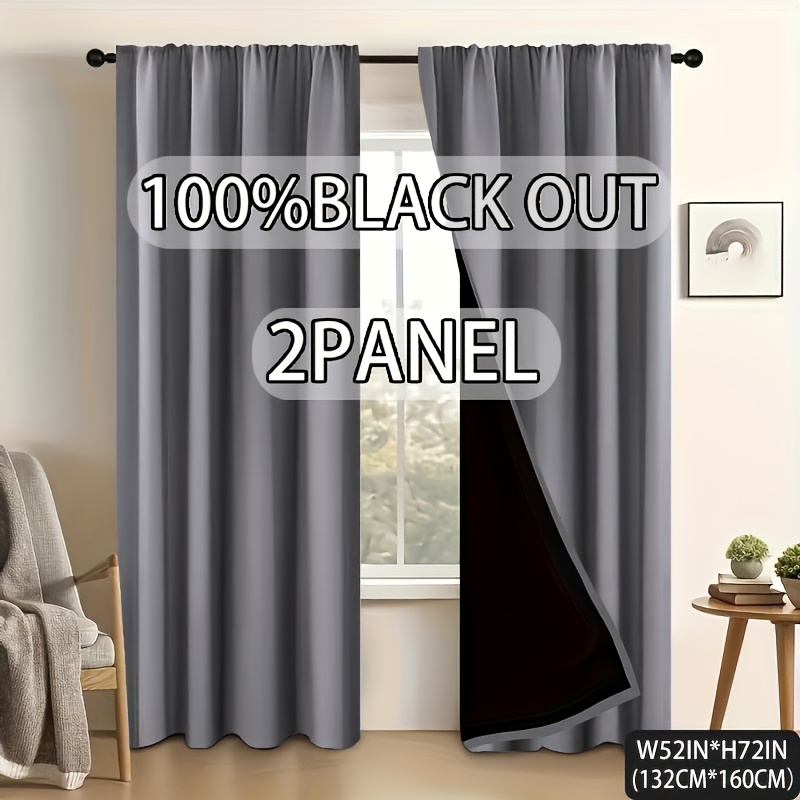 TEMU 2 Blackout Curtain Panels, 100% Blackout Privacy, Thermal Insulation And Soundproofing, Laminated Village Print, Hand Wash Only, Suitable For