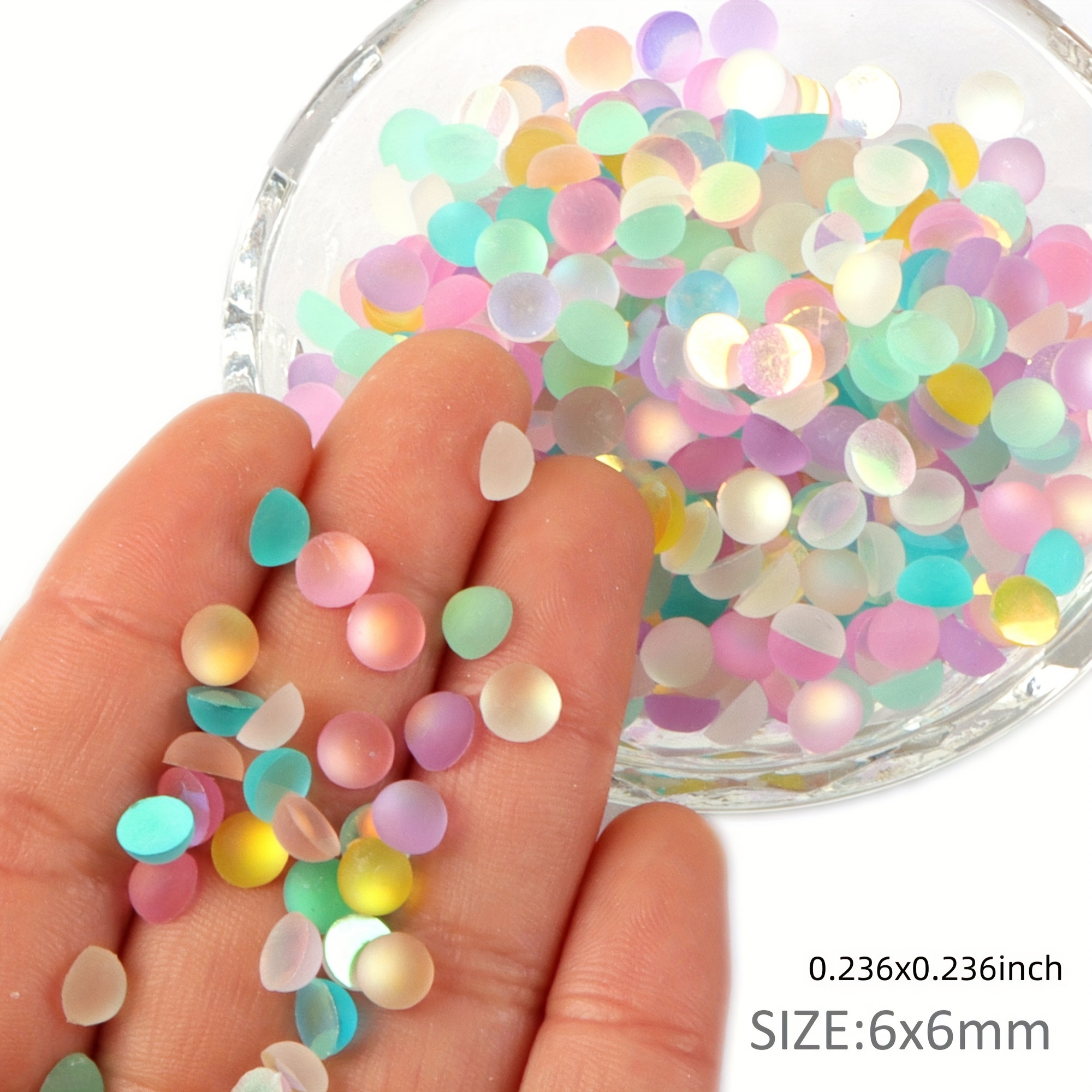 6mm 50pcs/pack Frosted Matte Half Round Mermaid Color Acrylic Beads Set Cabochon For Crafts Necklaces Bracelets Jewelry Decorations Wedding Dress Nail Art