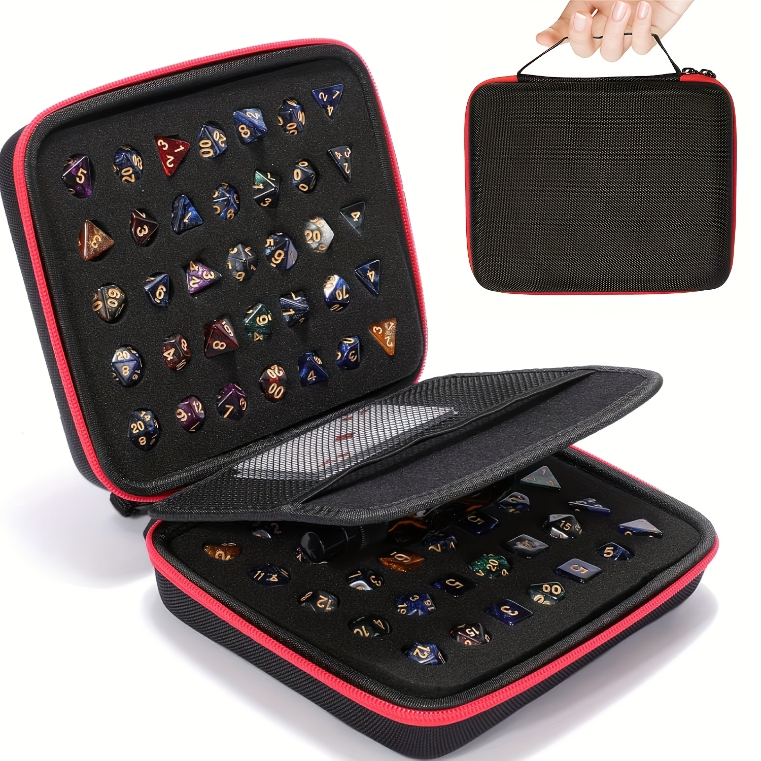1 Portable Dice Storage Box, Dnd Dice Display Stand, Holds Over 70 Dice, With Dividers, Suitable For , Role-playing Game Additions, For Christmas, Halloween, Thanksgiving, Valentine's Day