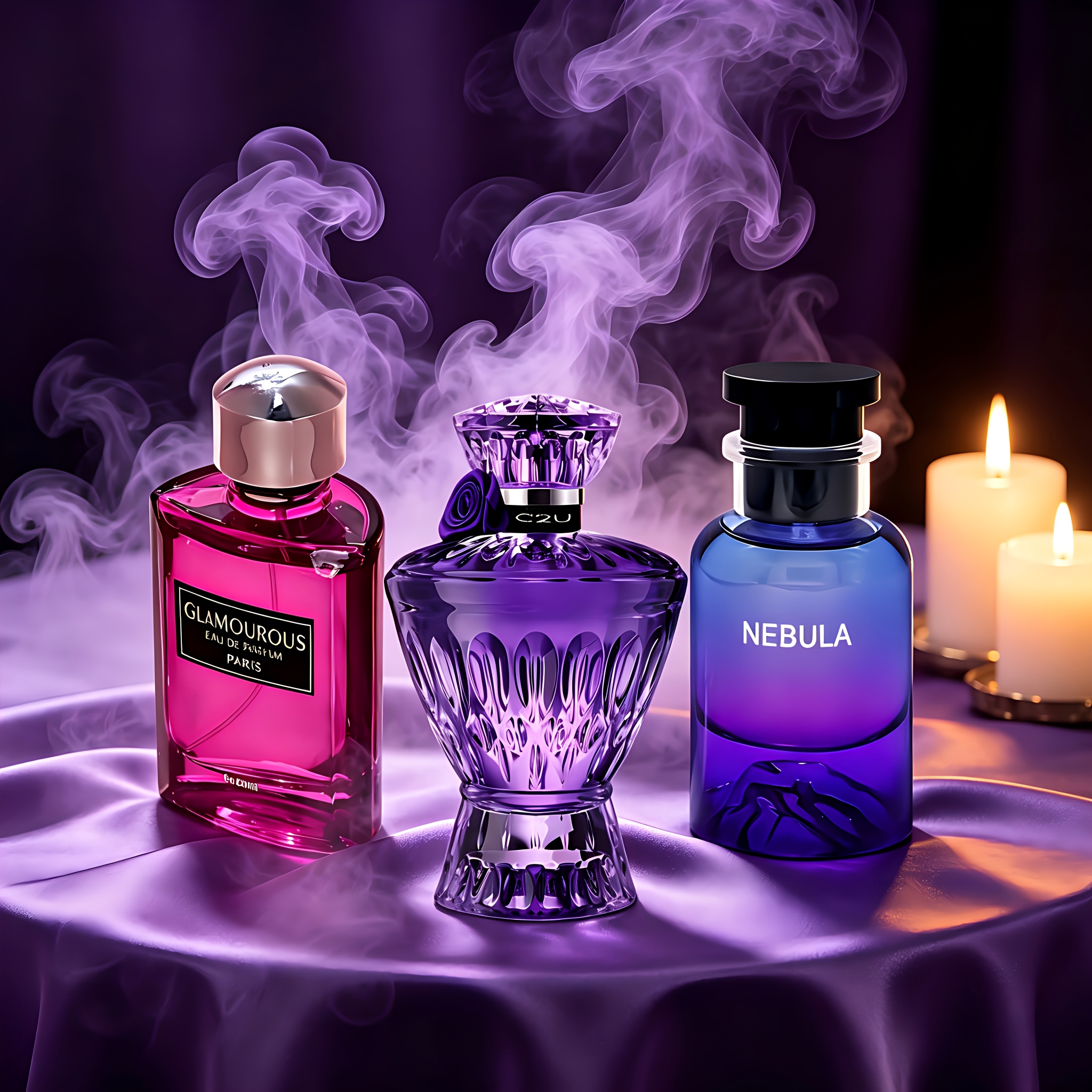 Women's 3pcs Purple Perfume Trio: Magenta Citrus Gourmand 100ml, Blue-purple 50ml, Purple 75ml. 225ml Total, Long-lasting, Ideal For Valentine's Day, Mother's Day & Daily Wear.