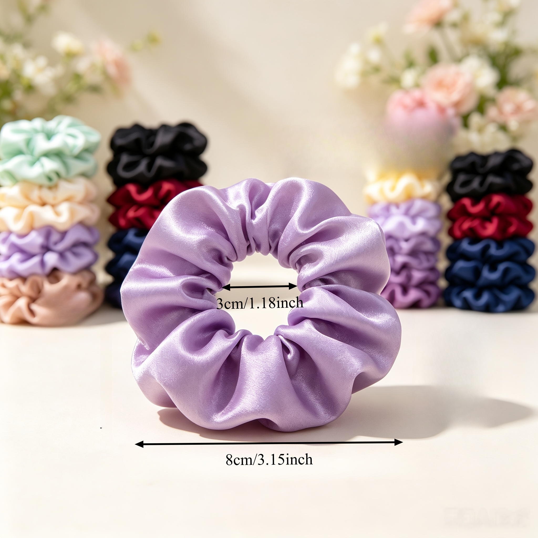 17 Pack Matte Satin Mini Scrunchies, Soft Fabric Hair Ties