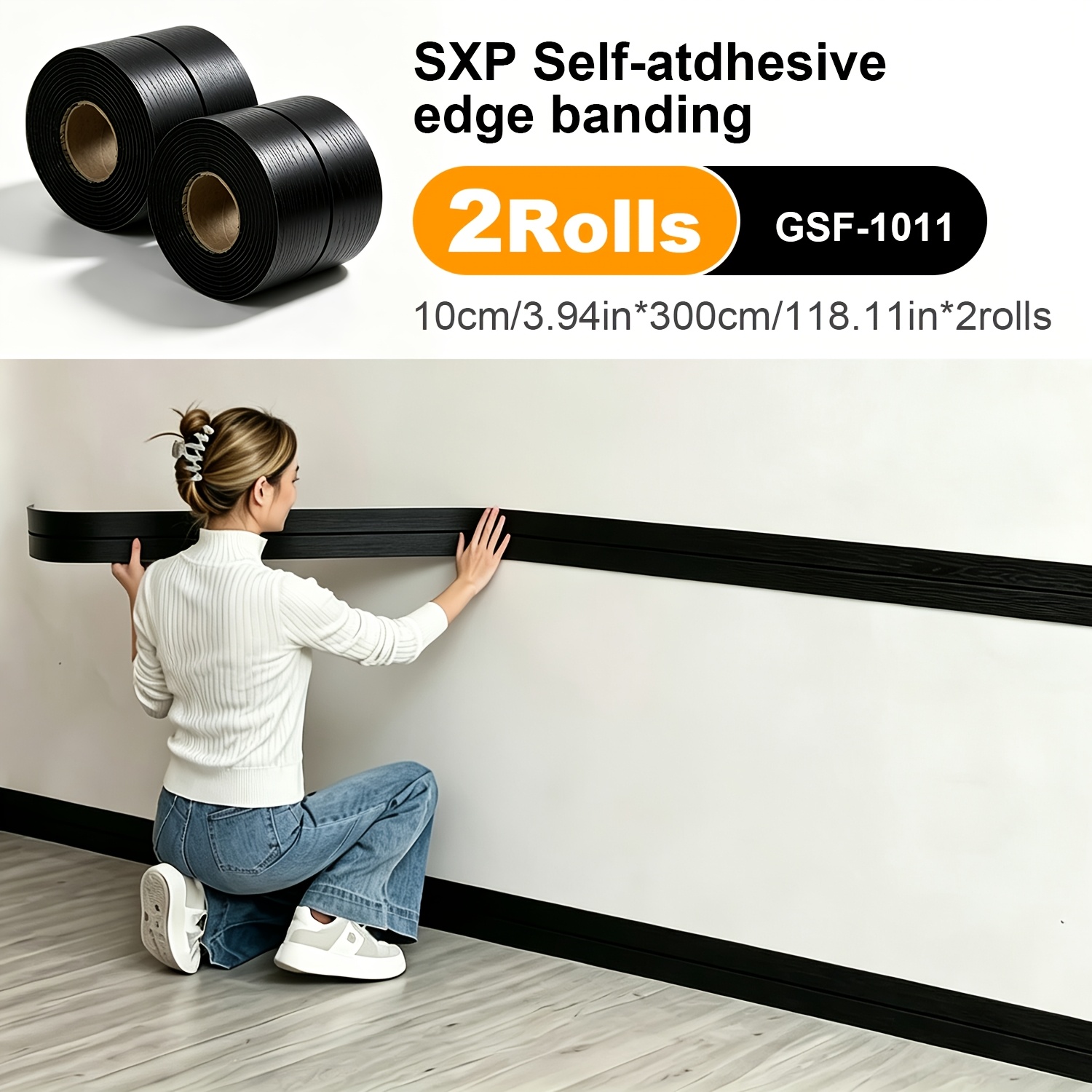 TEMU 1 Roll/2 Rolls Self-adhesive Wood-look Wall Trim, Decorative Edge Banding For Walls, Grille Waist Line Molding, Corner Strips, Self-adhesive