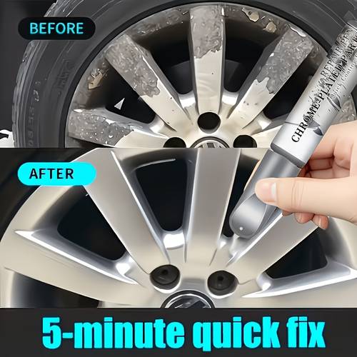 easy operation in a second chrome plating repair pen surface scratch repair suitable for automotive chrome parts wheel hubs signs door handles and other metal parts restores and rejuvenates