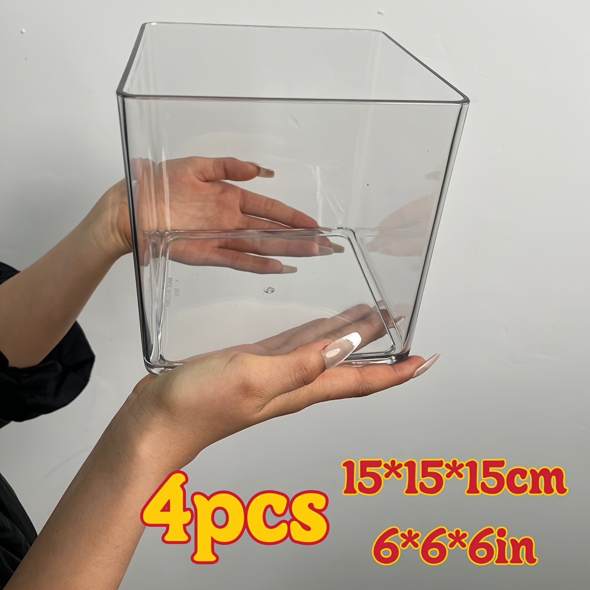 Image of A Set Of Acrylic Vases With A Diameter Of 5.9 Inches, Cubes That Are Shatterproof, Ideal For Wedding Centerpieces, Table Flowers For Ceremonies, Formal Events, And Fresh Flower Containers