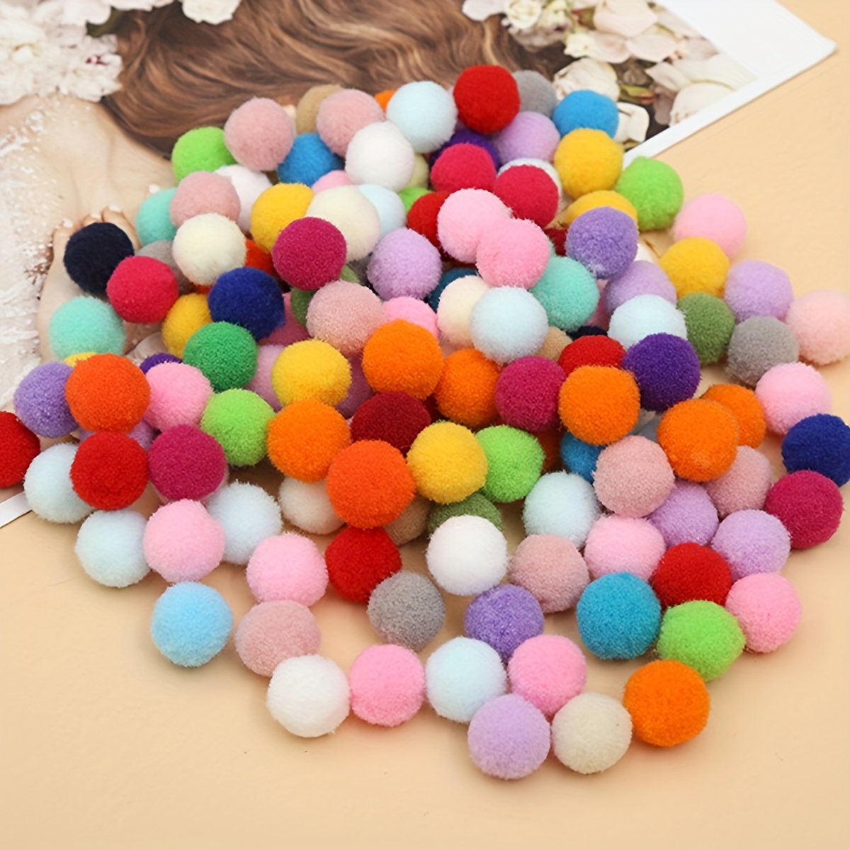 Multi-Color Glitter Pom Poms. Assorted Sizes. 200pcs