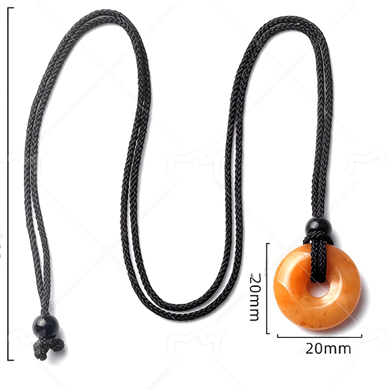 Agate Stone Donut Woven Pendant, Natural Charm