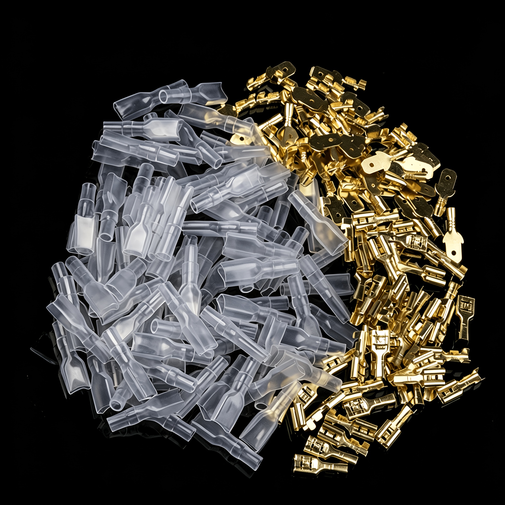 TEMU 4.8mm Male Female Spade Connectors Kit Electrical Male Female Wire Crimp Terminals With Clear Sleeves Wire Terminals 0-36v