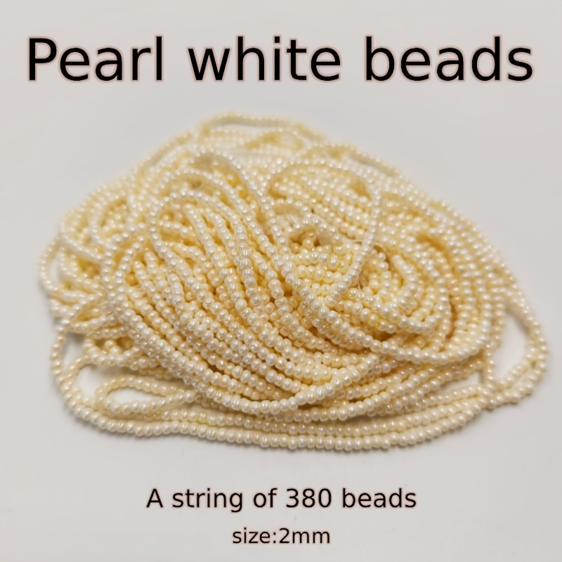 TEMU 380 pz Perline di Vetro Adatte per Creazione di Gioielli Fai da Te - Perline Bianche Tonde da 2mm con Lucido a , per Braccialetti, Collane,