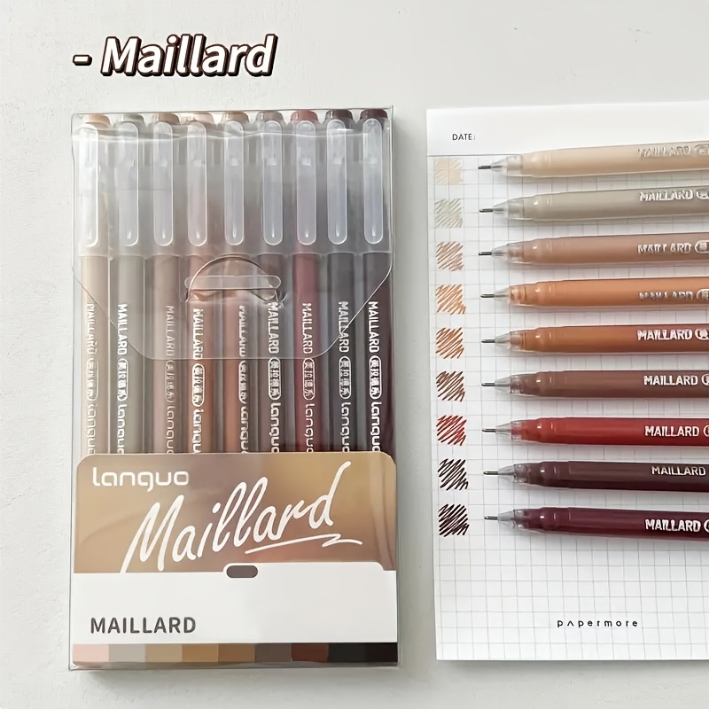 9pcs brown set gel ink needle pen neutral painting brush 0 5  fine tip quick drying waterproof student drawing   neutral pen needle
