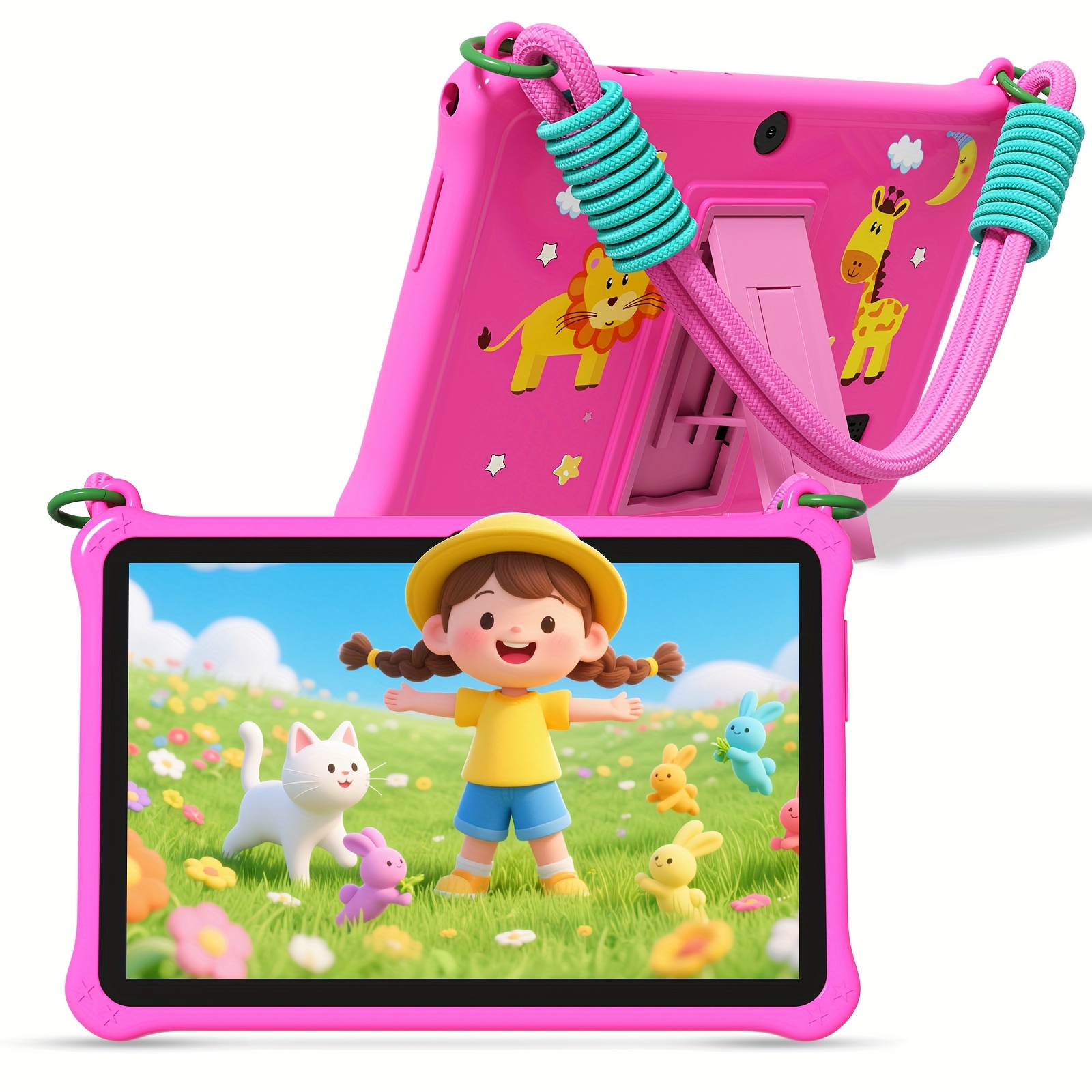 Children's Android 13 Tablet Computer, 7-inch Tablet Computer with Protective Case, 32GB ROM, 4GB (2GB+2GB Expandable) Memory, Quad-core CPU, Supports 1TB Expansion of Micro SD, Dual Cameras, WIFI+, Tablet Computer, Handheld + Stand Design +