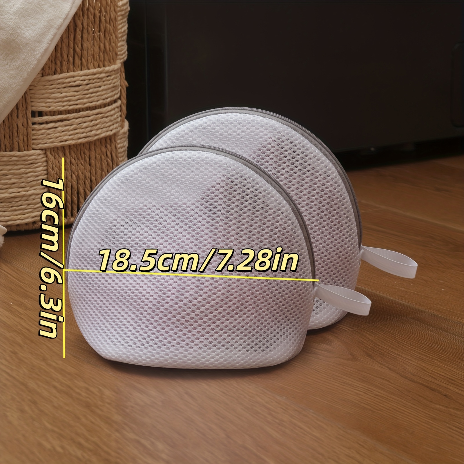 2 Semicircular Bra Laundry Bags | Polyester, Zippered, For Bras, Underwear, Socks - Prevents Tangling, Deformation, Abrasion, Protects Clothes, Storage