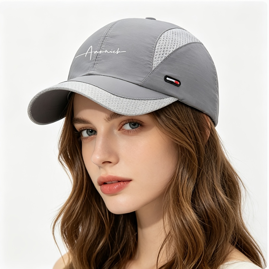 TEMU 夏用 速乾メッシュベースボールキャップ 薄手で通気性の良いつば付きキャップ アウトドアスポーツ用サンハット 男女兼用ベースボールキャップ