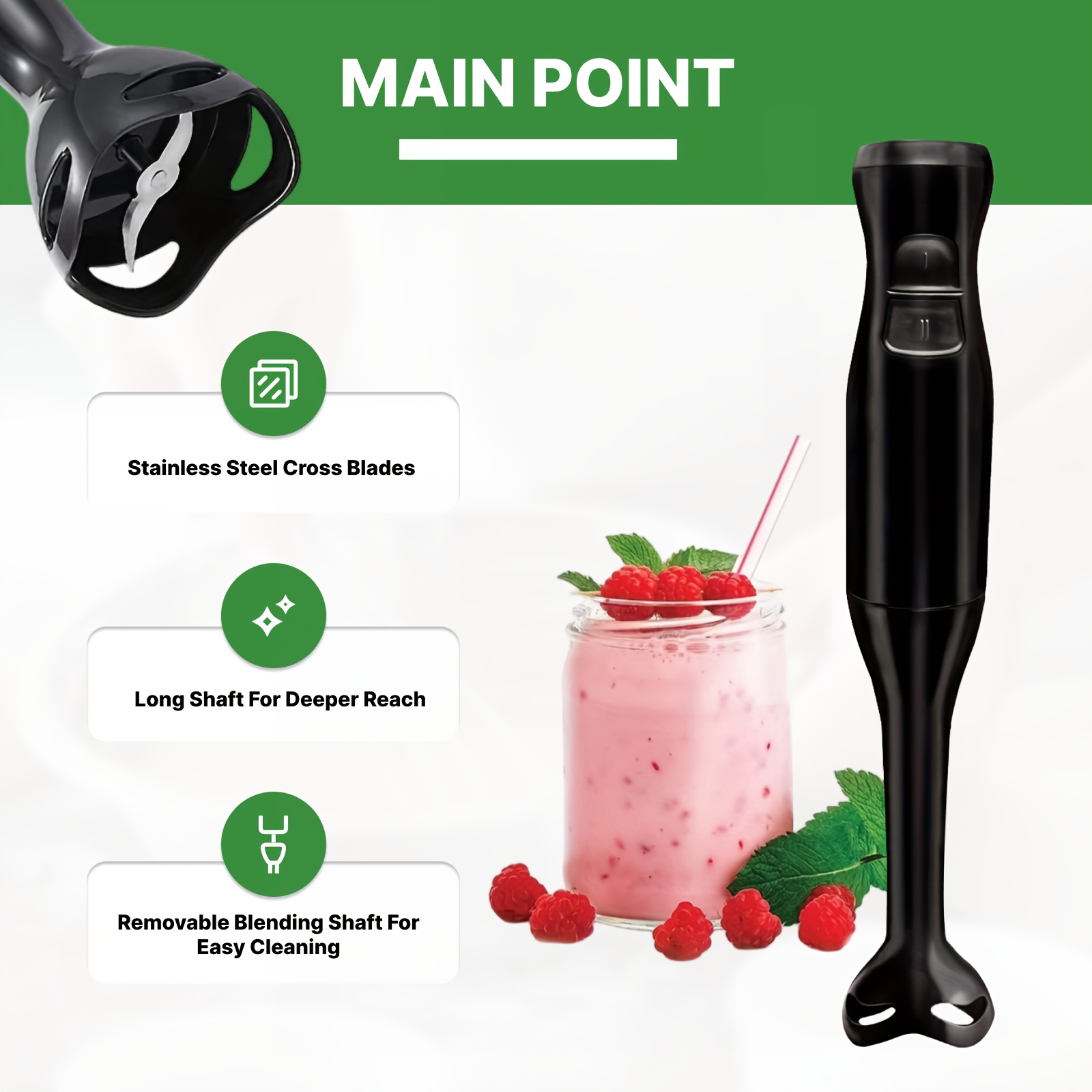 WANVOAPLS 2-Speed Handheld Immersion Blender • Detachable Shaft... product image 6
