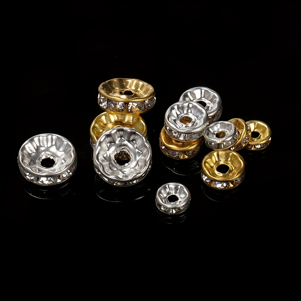 100pcs Iron Rhinestone Wheel Rings for DIY Jewelry Making