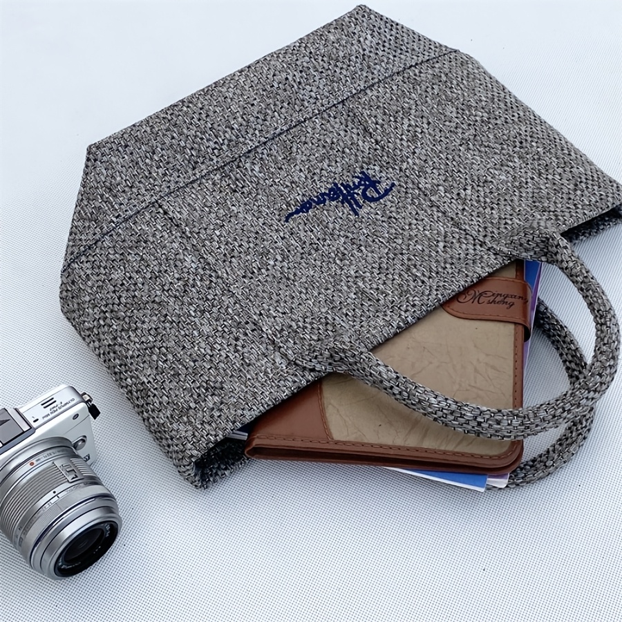 TEMU 【新商品】新日本風フ通勤弁当グレー レディースバッグ | 無地、留め具なし、手入れ方法：洗濯不可