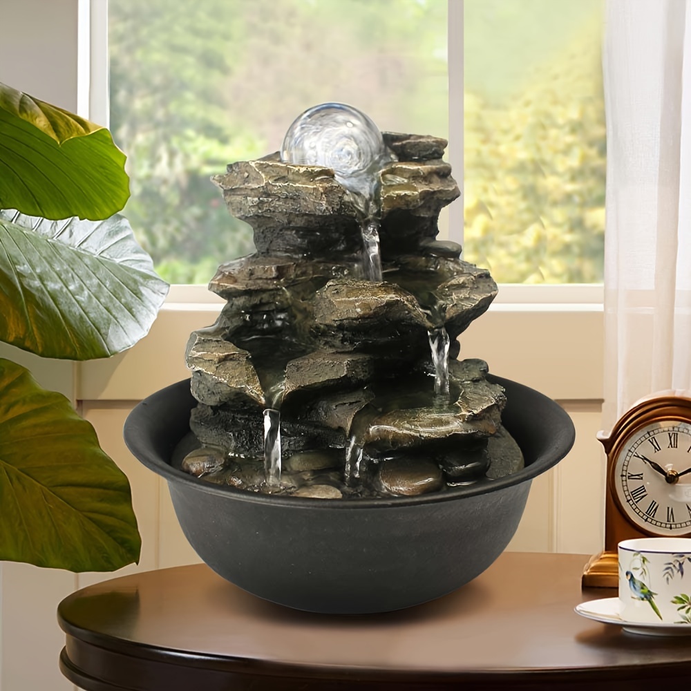 

Rock Tabletop Indoor Fountain With Led Lights-8.3"h