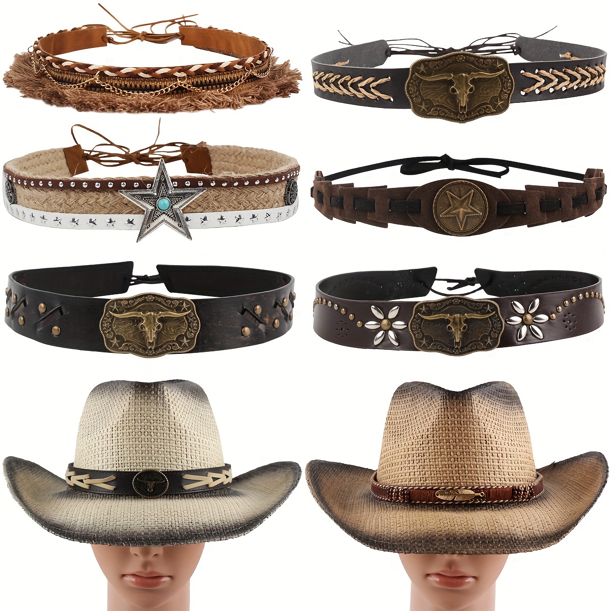 

Selectable Styles, Unisex Hat Straps Suitable For Men And Women, Retro Western Cowboy Hat Accessories.