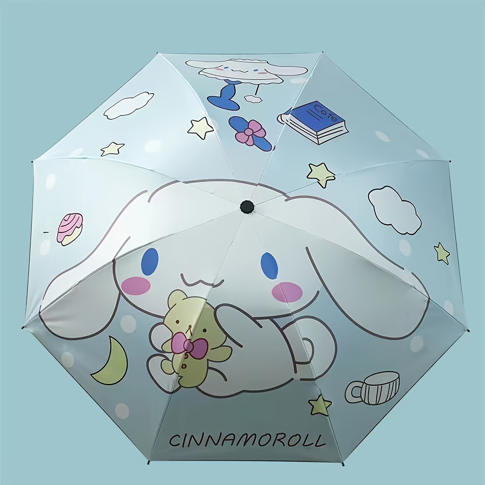 

1pc Folding Travel Umbrella With Uv Protection, Hello Kitty, Cinnamoroll, Kuromi, Melody, Cartoon Cute Portable Rain Gears For Both Rainy Day And Sunny Day, Perfect For Outdoor Activities