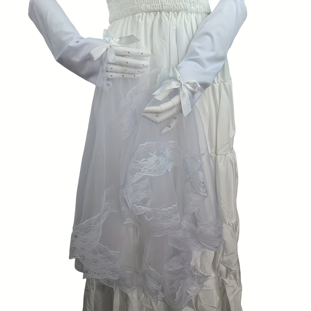 white elegant dress long sleeve ZAPAKA Women White A-Line High-Low Party Dress Wrap V Neck Long Sleeves Formal Dress, White / M