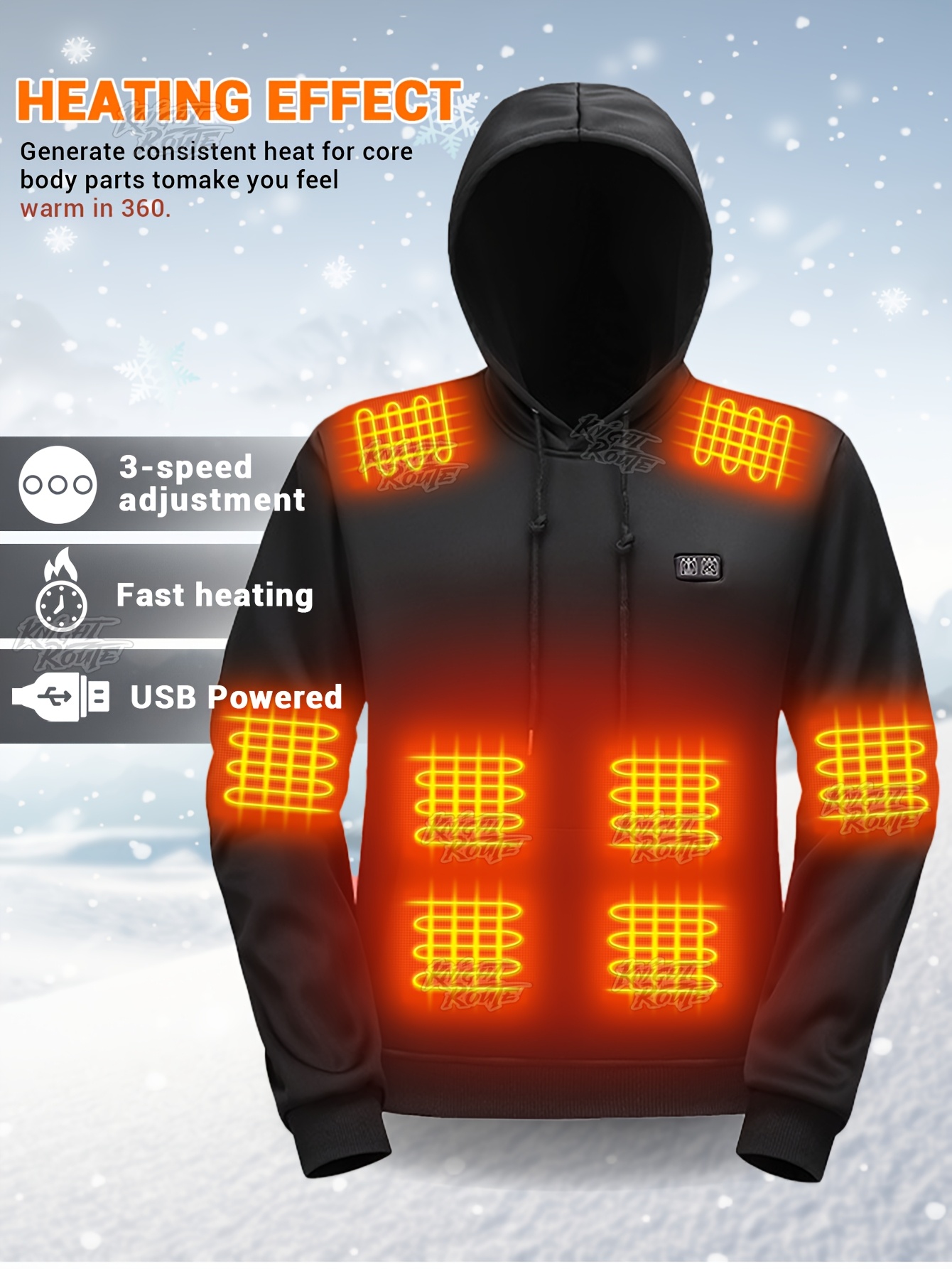 Men's Heated Jacket Vest, Long Sleeve Hooded Jacket