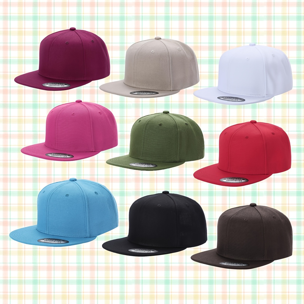 

9 Pcs American Hipster Baseball Cap Unisex Casual Hip Hop Cap Hipster Cap American Version Street Hat Flat Cap Size Adjustable Fabric Comfortable Soft Fashion