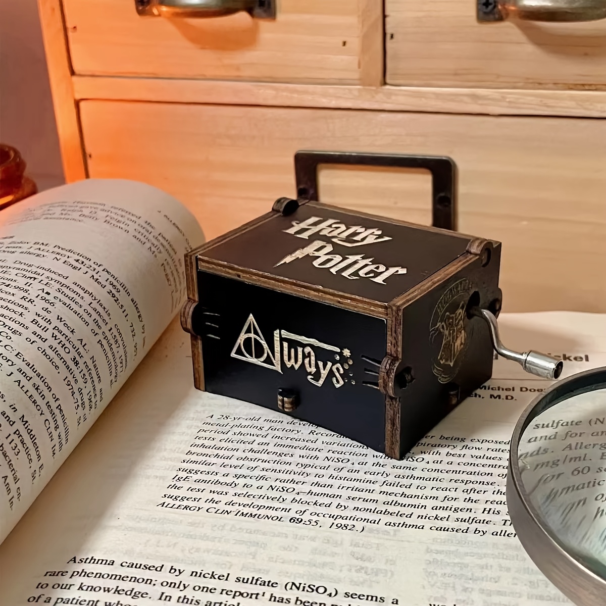 E-shop Harry Potter Handkurbel Musikbox aus Holz, Retro Design, als Geschenk für Fans. Geeignet für Geburtstage, Jahrestage, Valentinstag oder Neujahr,