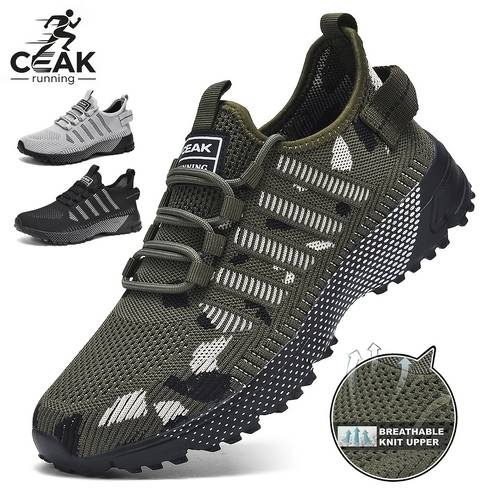 mens summer low top breathable camouflage mesh running shoes outdoor anti slip plus size casual athletic shoes
