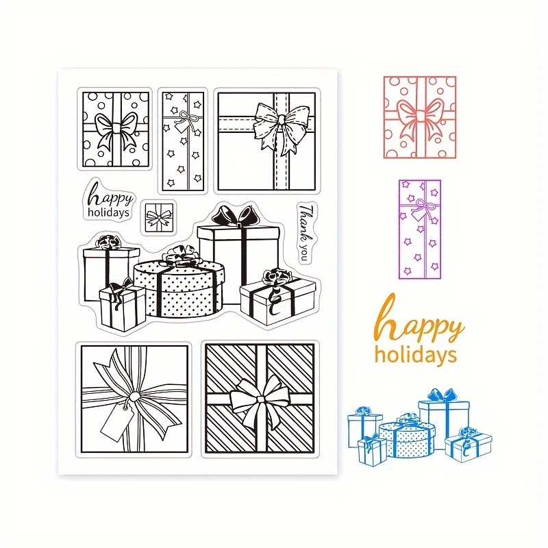 

1pc Gift Box Birthday Happy Transparent Stamp, Silicone Seal, Card Making Decor, Diy Scrapbooking Painting Tool, Pvc Craft Supplies For Artwork & Sewing