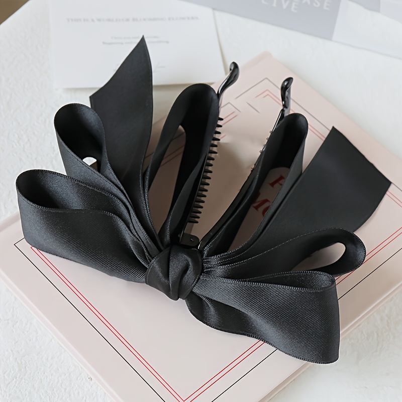 1pc Women's Fashion Elegant Bow Hair Clip, Solid Barrette