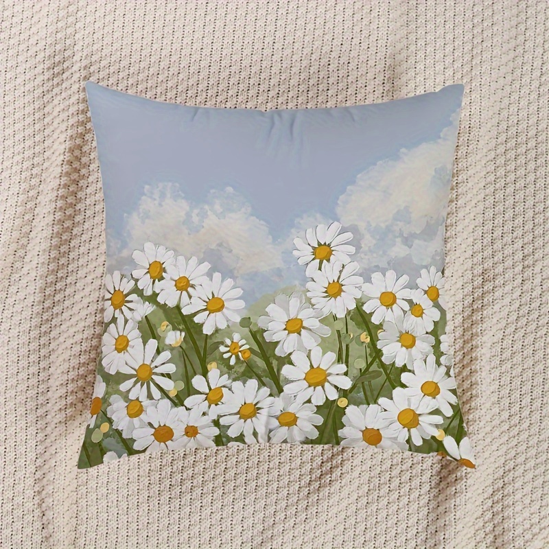 TEMU per Cuscino Boho Chic con Fiori di Margherita - Design , Chiusura con Cerniera, Lavabile in Lavatrice - Perfetta per la Decorazione e Soggiorno