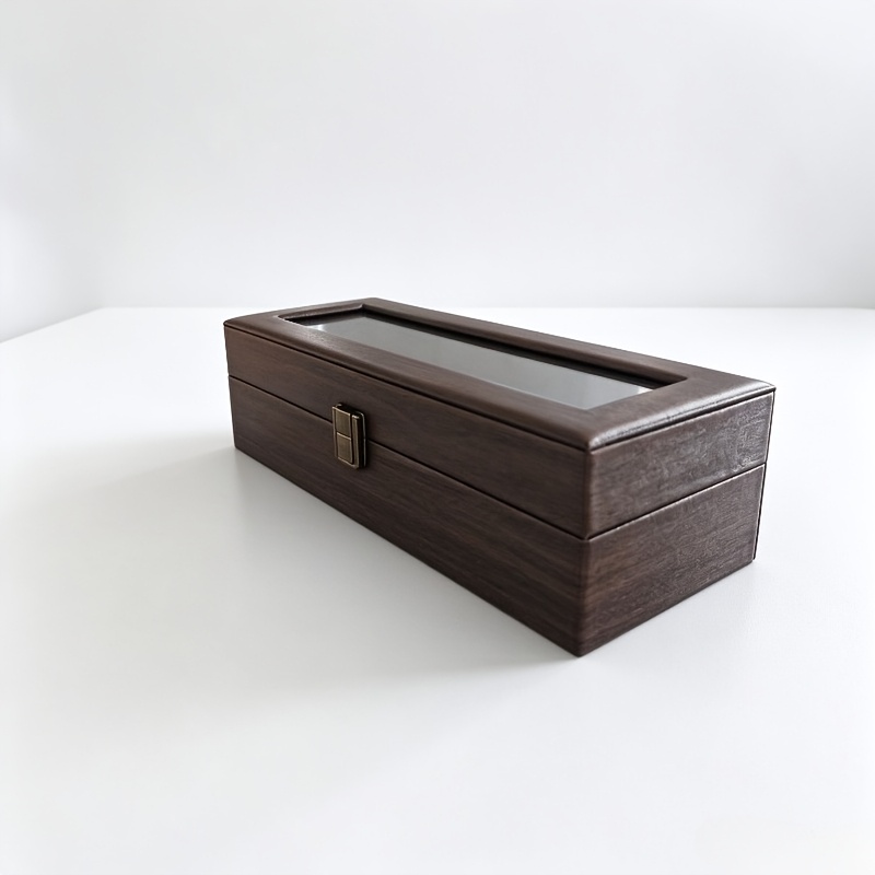 TEMU Romantic Thoughtful Gift - Walnut Texture Watch Box - Showcasing Taste - Six-slot Independent Compartments For Organized Storage -