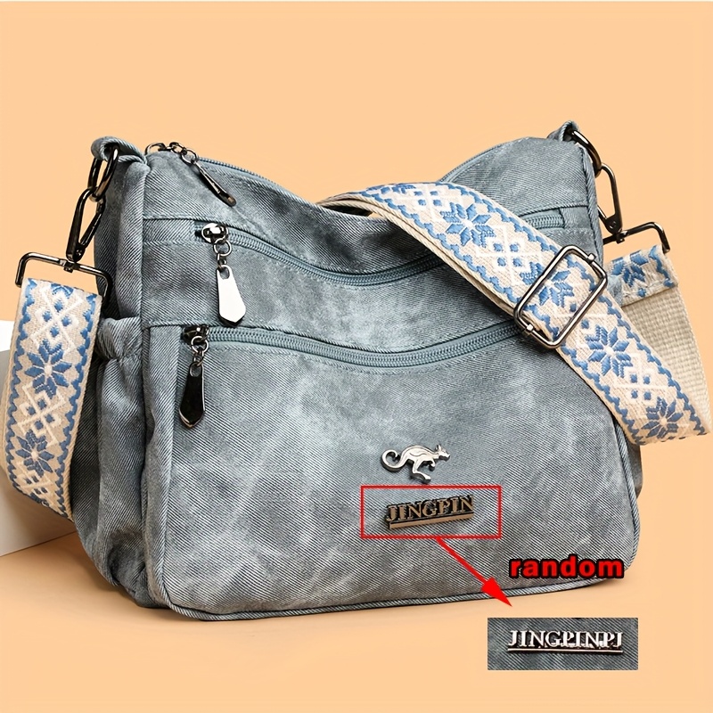 Image of New Women's Fashion Crossbody Shoulder Bag With Texture, Aesthetic And Durable, A Unique Texture; Bohemian Style Wide With Patterns,logo Color Random