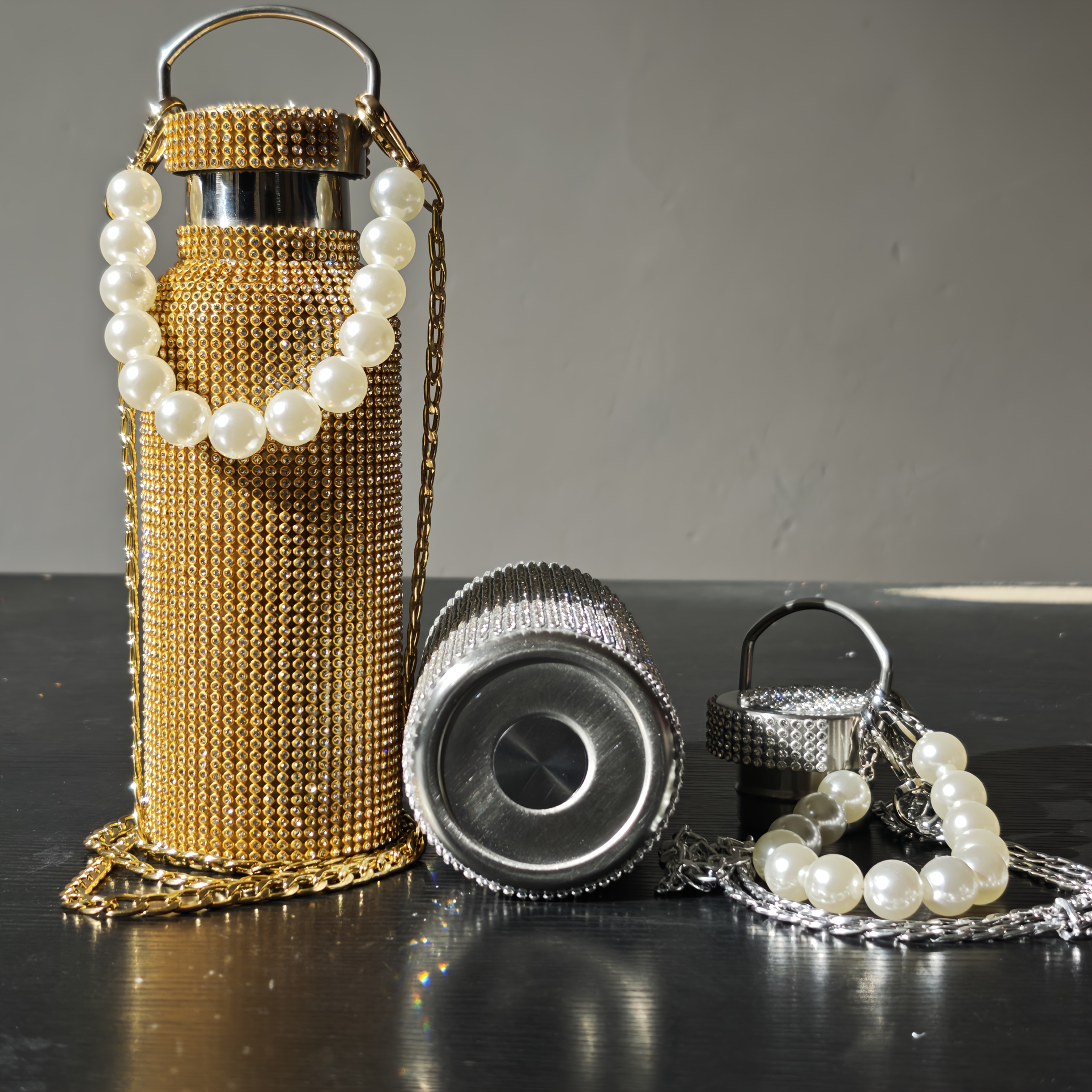 350 500ml new bling insulated chain pearl - Temu
