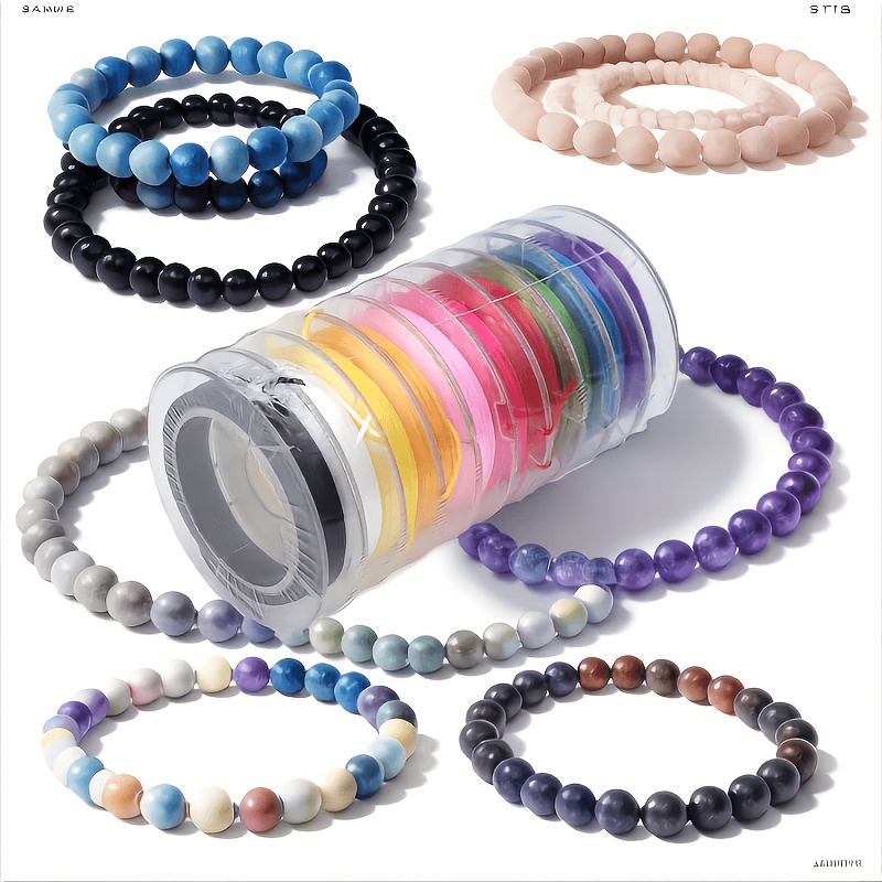 Image of 20 Rolls/10 Rolls, 393.7 Inches, Colorful Elastic Beading Cord, 0.8mm Diameter Stretch Cord For Bracelet Making, Transparent Elastic Beading Thread, And Jewelry Crafting Supplies