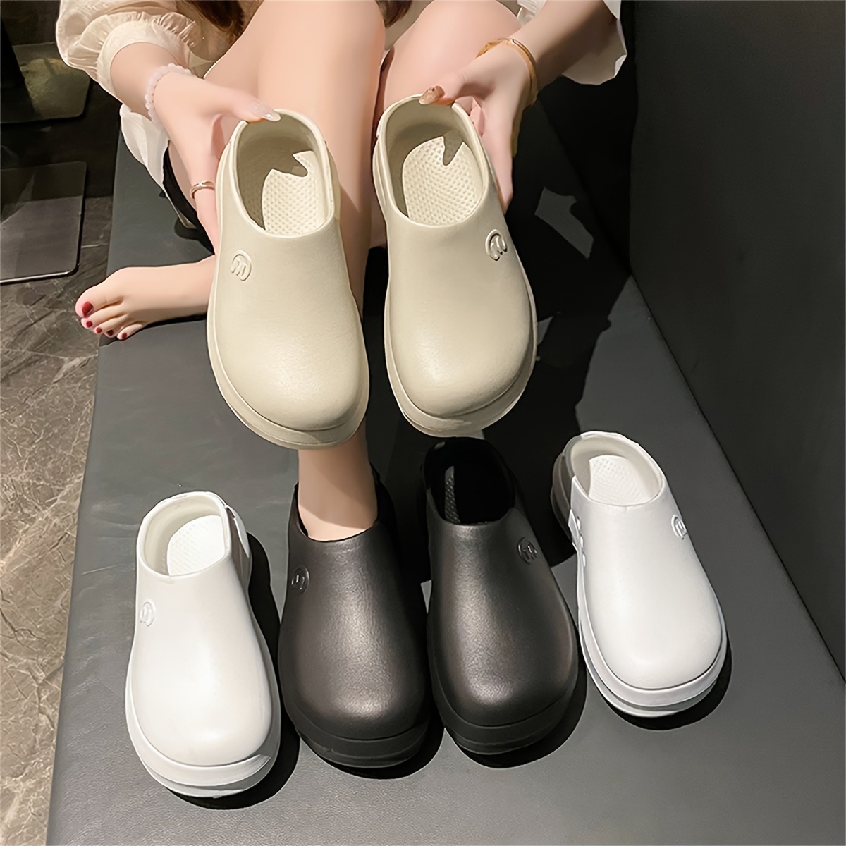 

Women's Platform Mule Sandals, Solid Color Indoor & Outdoor Shoes, Casual Slide Sandals