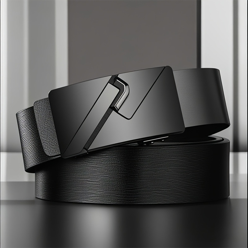Men's Automatic Alloy Buckle Faux Leather Belt, Versatile Style