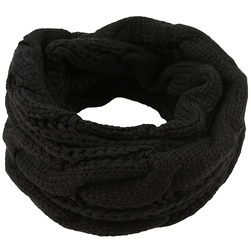 TEMU Écharpe d'hiver chaude à doublure en peluche - Col torsadé épais pour l'extérieur, chaleur épaissie, cou élégant de couleur unie, lavable à pour
