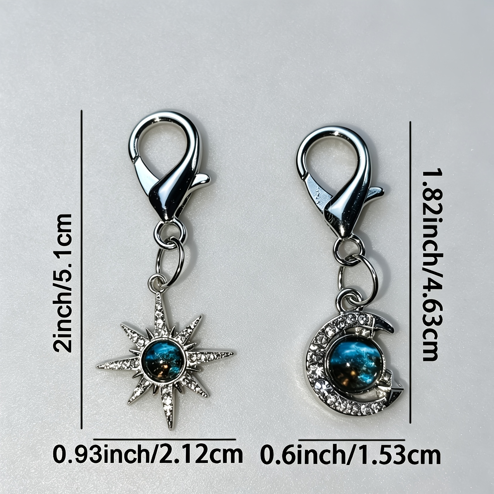 Celestial Sun and Moon Bag Charm, Sparkling Keychain