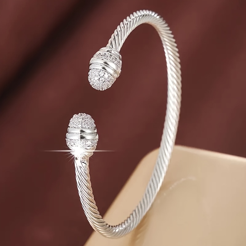 

Simple Exquisite Threaded Cable Rope Bracelet, Stainless Steel, Tie Cubic Zirconia, , Hypoallergenic, , Perfect Gifts For Her