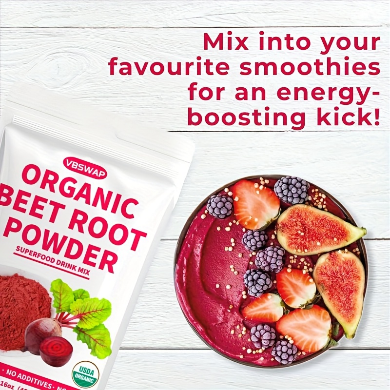 Organic Beetroot Powder 1 lb Natural Beetroot Juice Concentrate for Salads, Beverages, Baking, and Milkshakes