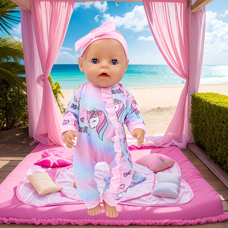 New Jumpsuit With Headpiece, Suitable For 14-18 Inch Dolls, In Pink-purple And Pink-blue Colors, Summer And Autumn Doll Additions (doll Not Included)