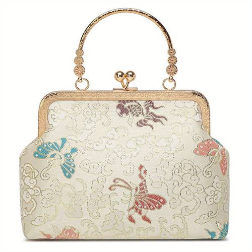 elegant chinese style evening clutch purse for women clouds embroidery removable strap hardware durable polyester white crossbody bag for weddings formal events special occasion sophisticated design detailed womens handbag bridal accessory wedding accessory sturdy construction handbag wedding guests